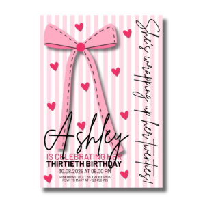 Pink Coquette Bow Elegant Thirtieth Birthday Party Canva Set