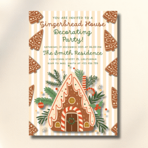 Christmas Gingerbread House Decorating Party Canva Set