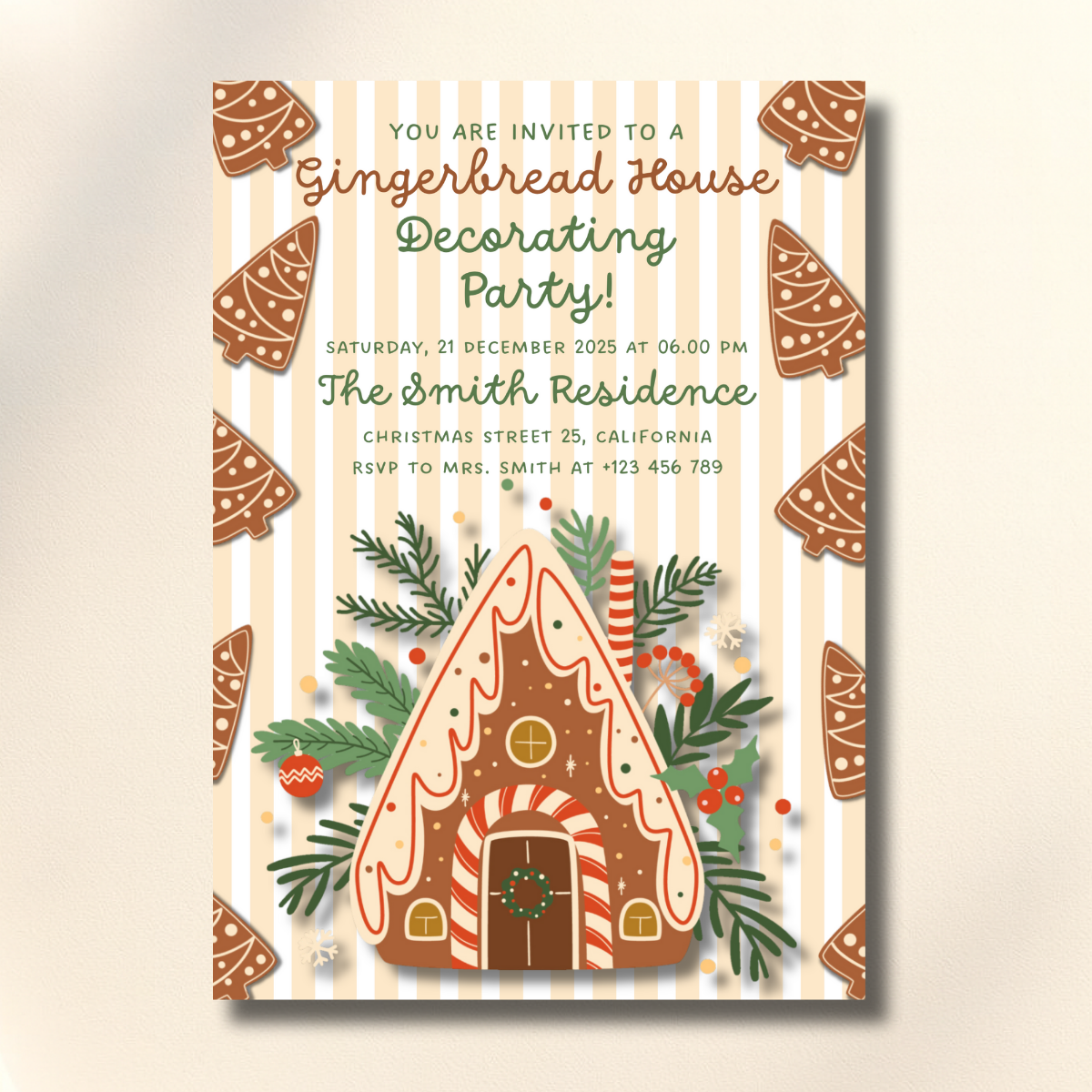 Christmas Gingerbread House Decorating Party Canva Set