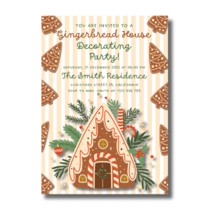 Christmas Gingerbread House Decorating Party Canva Set