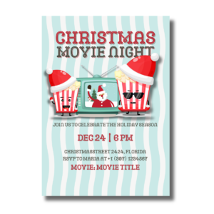 Christmas Popcorn Movie Night Party Canva Set
