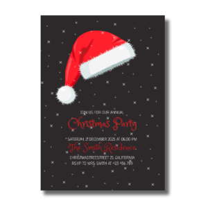 Christmas Red Hat Black Background Party Canva Set