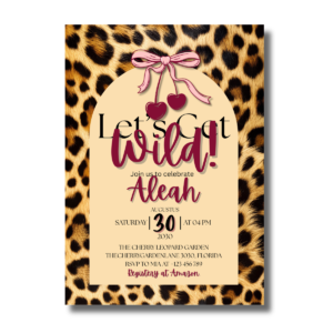 Leopard Cherry Pink Bow Cute & Glam Birthday Party Canva Set