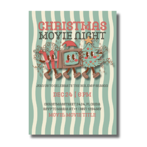 Christmas Movie Night Retro Party Canva Set