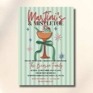 Martini’s & Mistletoe Christmas Party Cocktail Event Canva Set