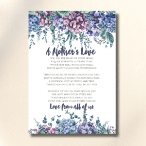 A Mother’s Love Purple Watercolor Flowers For Mother’s Day Canva Folded Greeting Card