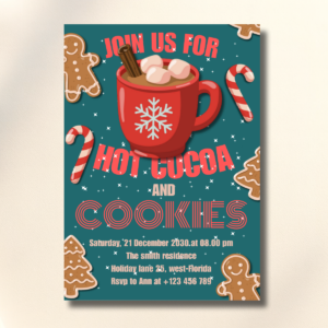 Cozy Christmas Gathering Hot Cocoa & Cookies Event Canva Set