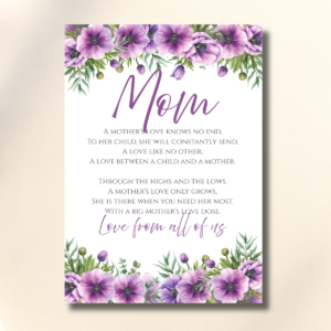 Mother’s Day Anemones Flowers Poem Canva Folded Greeting Card