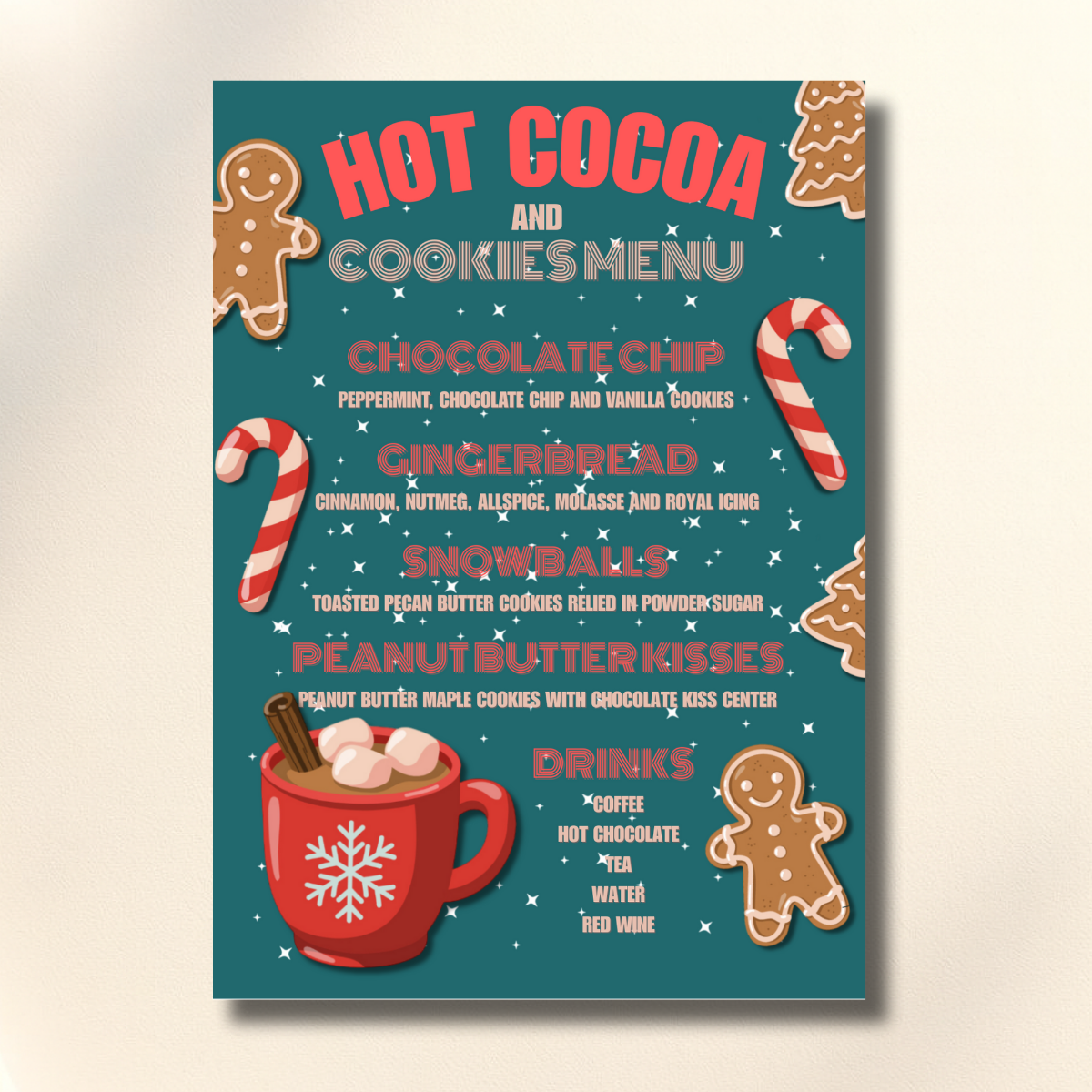 Cozy Christmas Gathering Hot Cocoa & Cookies Event Canva Set - Image 2