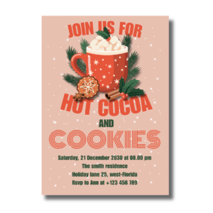 Hot Cocoa Red Mug & Cookies Holidays Event Canva Set