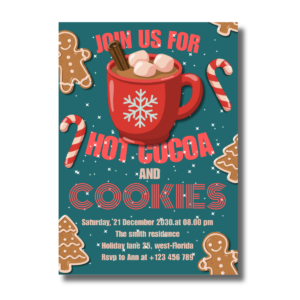 Cozy Christmas Gathering Hot Cocoa & Cookies Event Canva Set