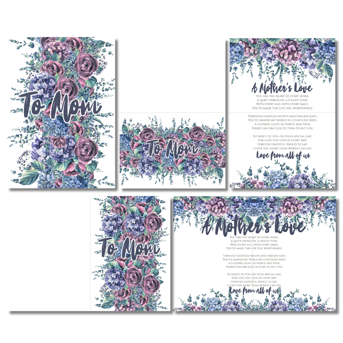 A Mother’s Love Purple Watercolor Flowers For Mother’s Day Canva Folded Greeting Card - Image 2