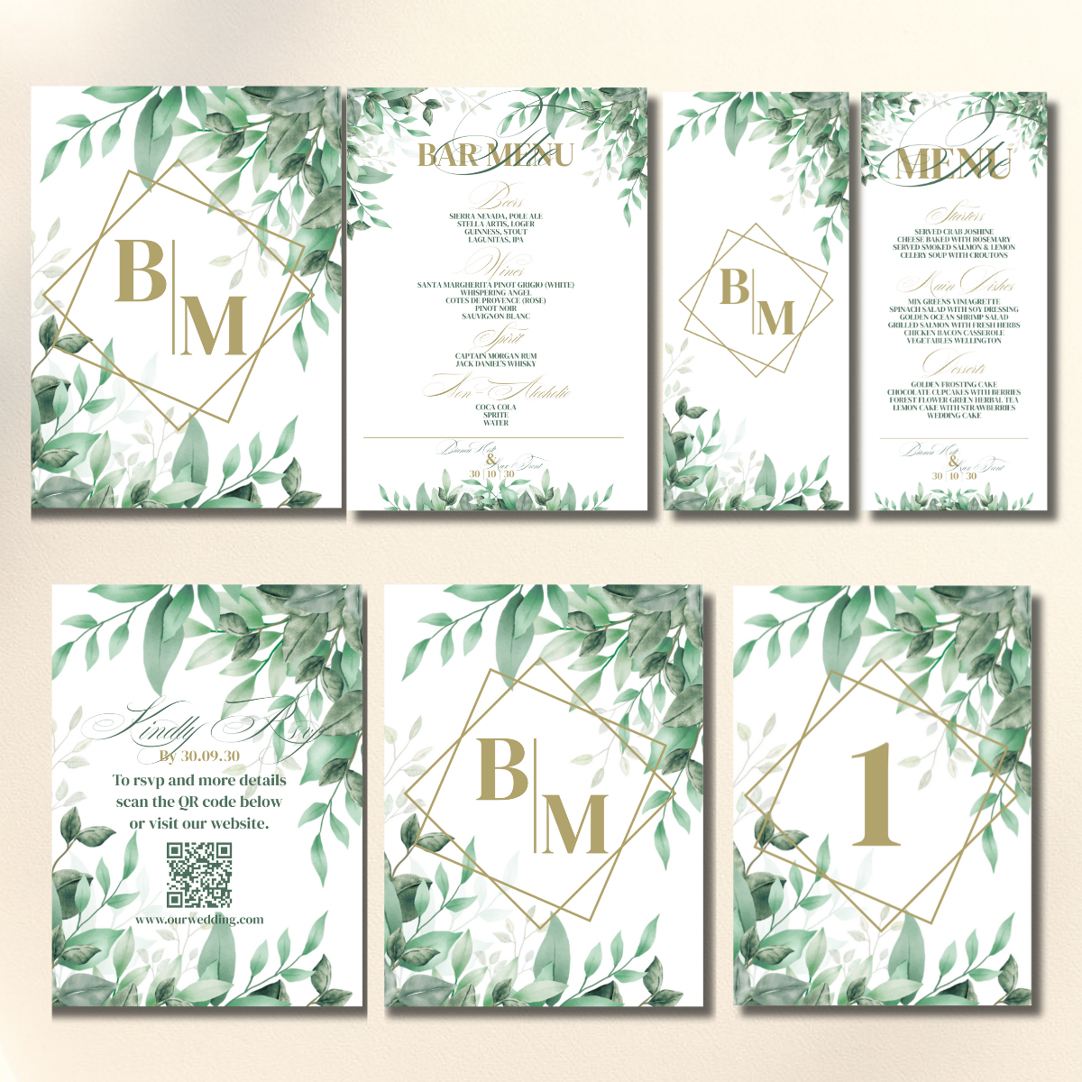Sage Greenery Leaves Wedding Event Canva Set - Image 2