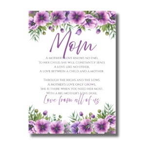 Mother’s Day Anemones Flowers Poem Canva Folded Greeting Card