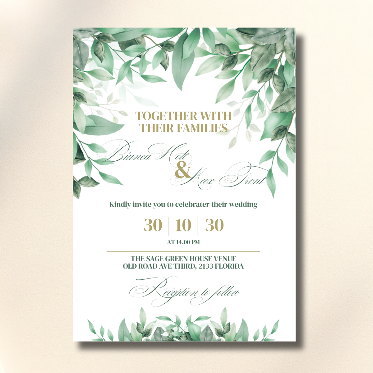Sage Greenery Leaves Wedding Event Canva Set