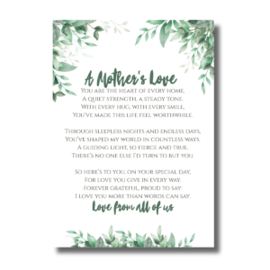 A Mother's Love Sage Greenery Mother's Day Canva Folded Greeting Card