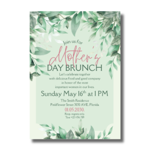 Sage Green Leaves Mother’s Day Brunch Event Canva Set