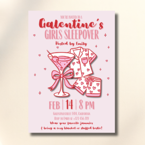 Galentine’s Girls Sleepover Event Canva Set