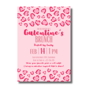 Galentine's Girls Brunch Pink heart-shaped leopard Event Canva Set