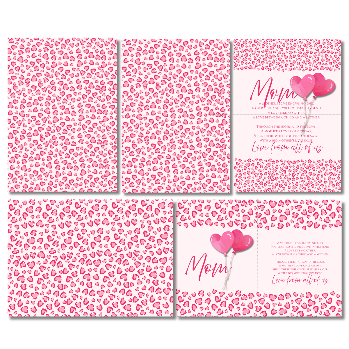 Mother’s Day Heart-Shaped Leopard Print Poem Canva Folded Greeting Card - Image 2