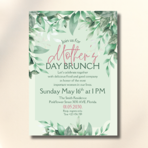 Sage Green Leaves Mother’s Day Brunch Event Canva Set