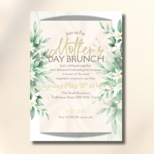 Sage Green Leaves Mother’s Day Brunch Event Canva Set