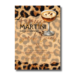 Leopard Print Espresso Martini Birthday Party Canva Set