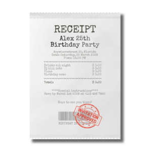 Receipt/Finance Fun Birthday Canva Invitation