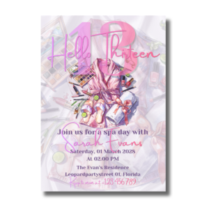 Spa Day Thirteen Birthday Canva Invitation
