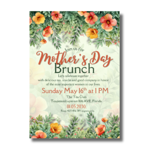 Orange Flowers Mother’s Day Brunch Canva Invitation