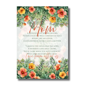 Mother’s Day Orange Flowers Poem Canva Folded Greeting Card