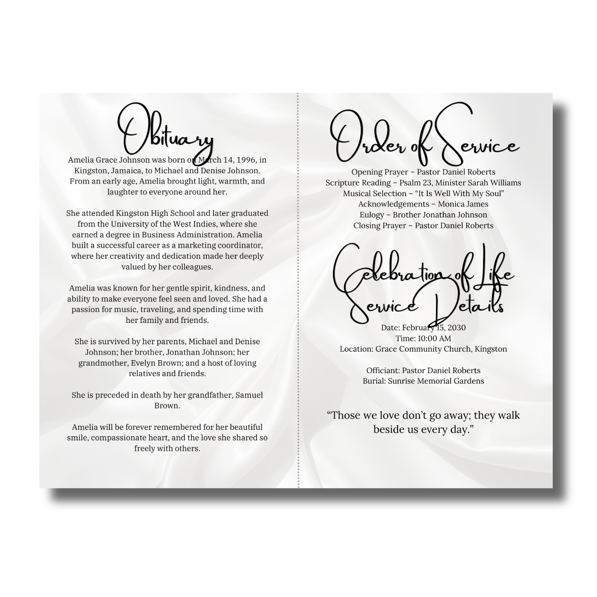 Funeral Gray Bi-fold Landscape Canva Program - Image 2
