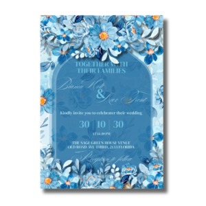 Blue Watercolor Flowers Elegant Wedding Event Canva Set
