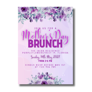 Mother’s Day Purple Flower Brunch Canva Invitation