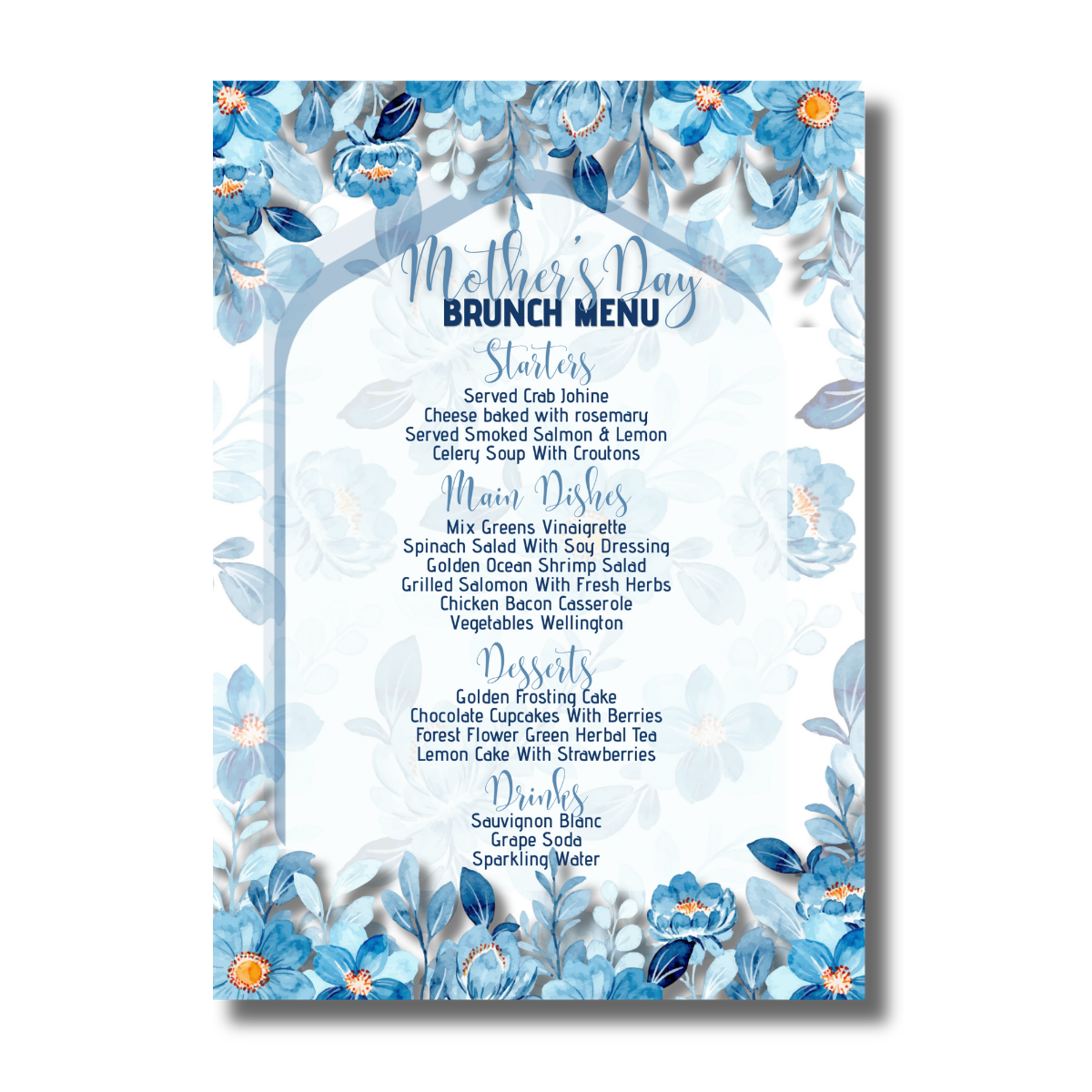Watercolor Blue Flowers Mother’s Day Brunch Canva Invitation - Image 3