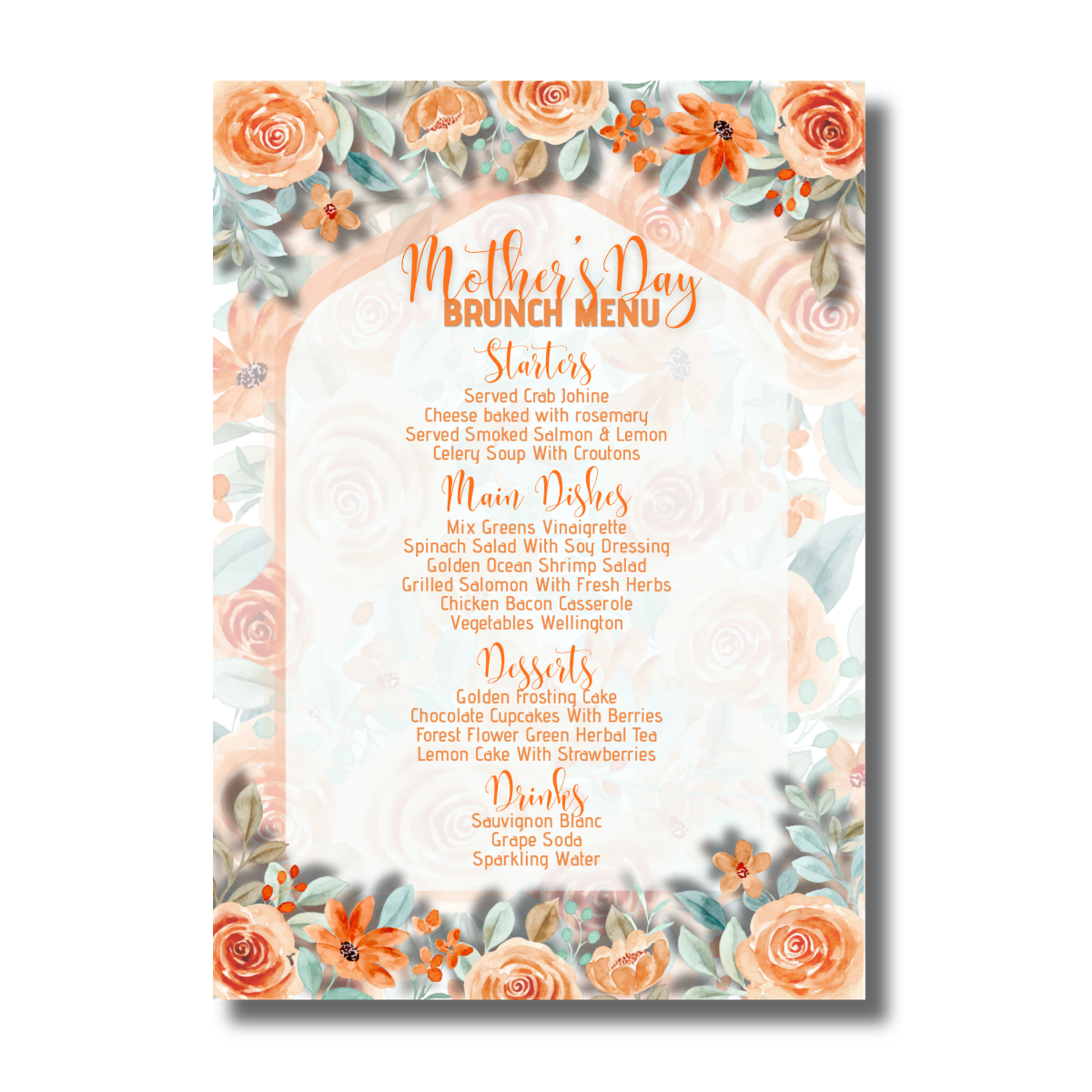 Watercolor Orange Flowers Mother’s Day Brunch Event Canva Invitation - Image 3
