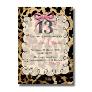 Leopard Brown Thirteen Birthday Canva Set