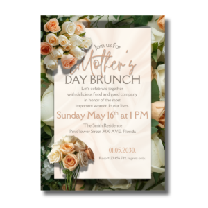 Peach White Flowers Mother’s Day Brunch Event Canva Set