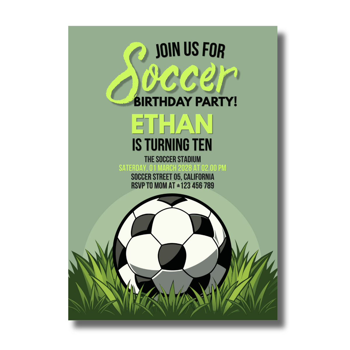 Celebration Goal Sports Soccer Birthday Party Canva Invitation