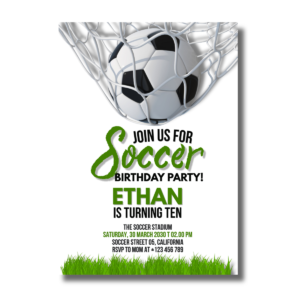 Sport Celebration Soccer Birthday Party Canva Invitation