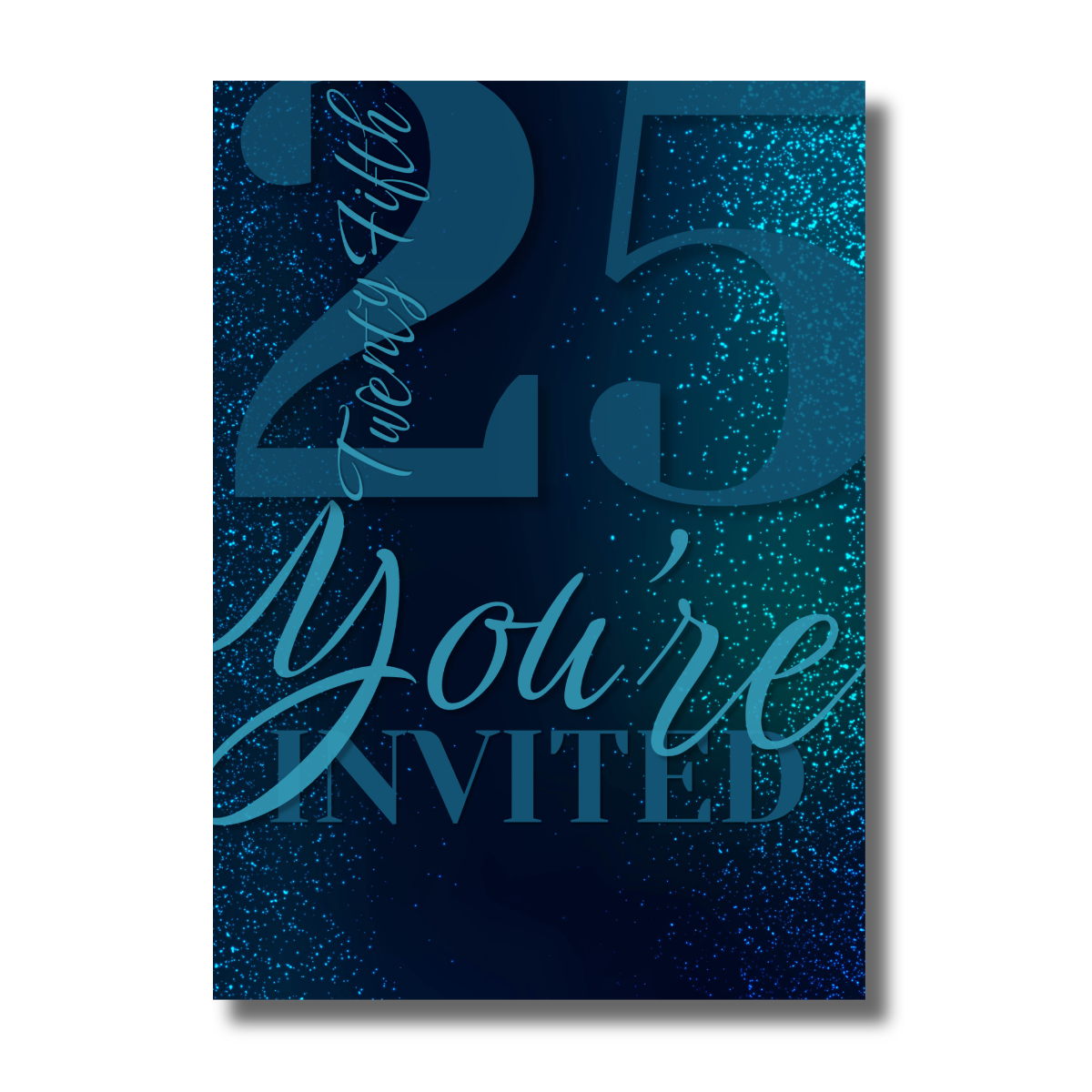 Twenty Fifth Dark Blue Shimmer Glitter Birthday Canva Invitation - Image 2