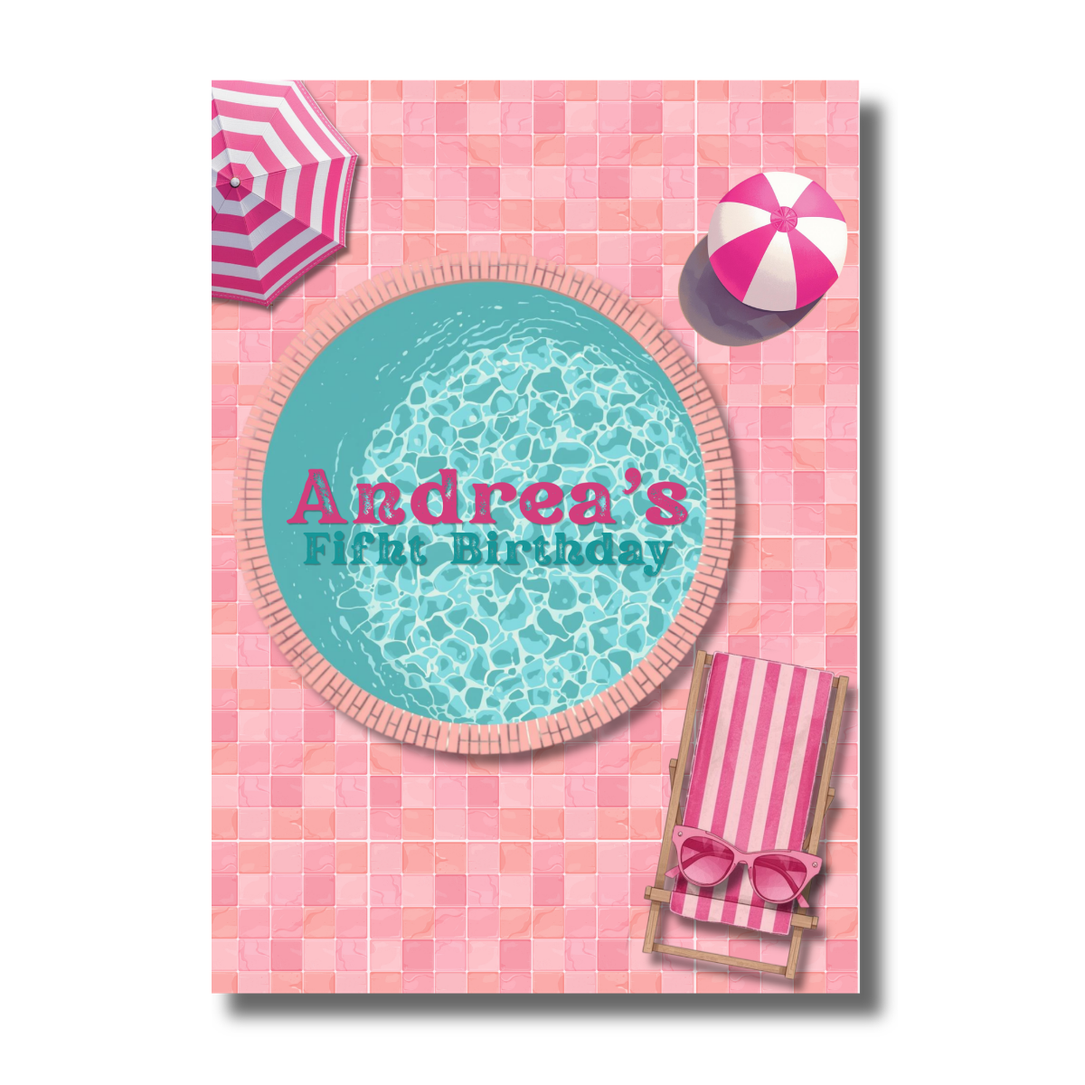Pink Pool Birthday Party Canva Invitation - Image 2