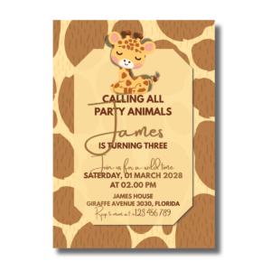 Giraffe Brown Children’s Birthday Canva Invitation