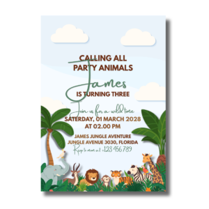Jungle Adventure Party Children's Birthday Canva Invitation