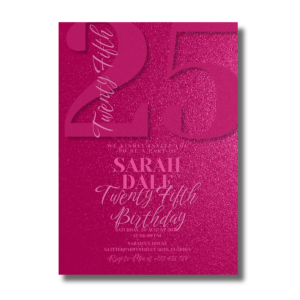 Twenty Fifth Hot Pink Shimmer Glitter Birthday Canva Invitation