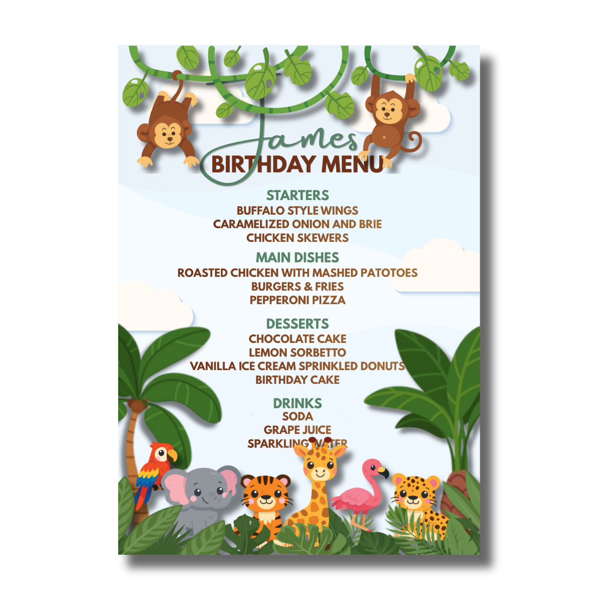Jungle Animals Safari Adventure Kids Birthday Canva Invitation - Image 3
