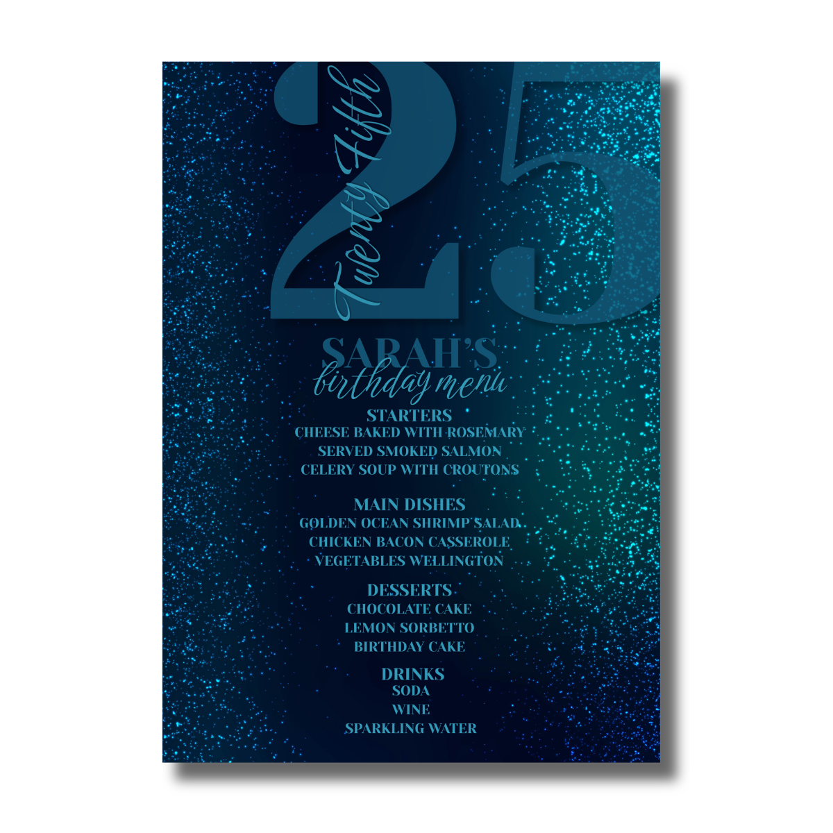 Twenty Fifth Dark Blue Shimmer Glitter Birthday Canva Invitation - Image 3
