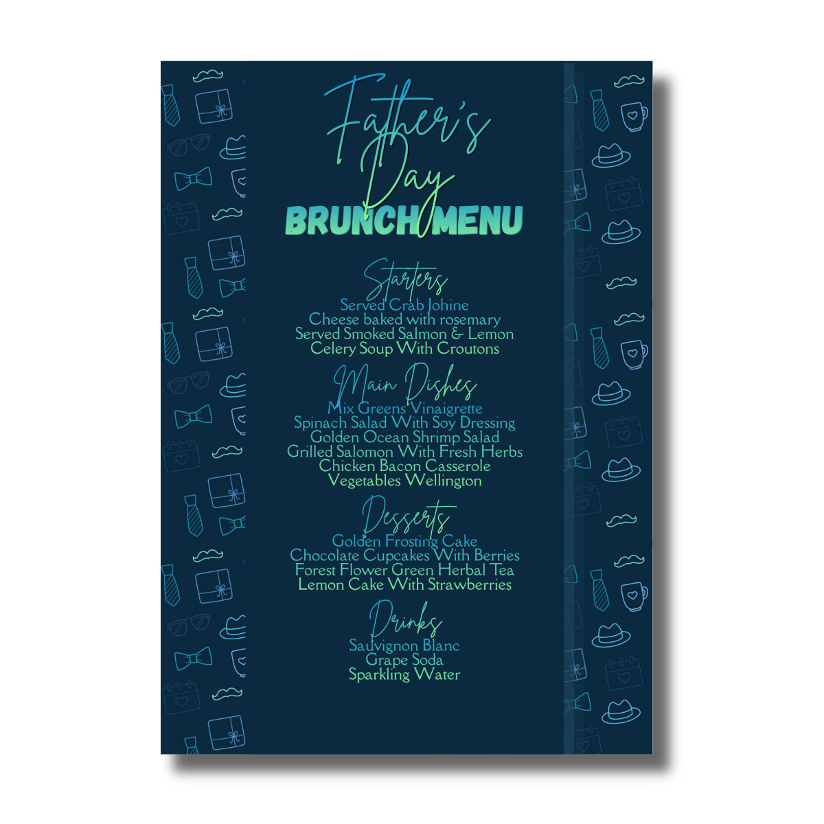 Father’s Day Dark Blue Neon Icons Brunch Canva Invitation - Image 3