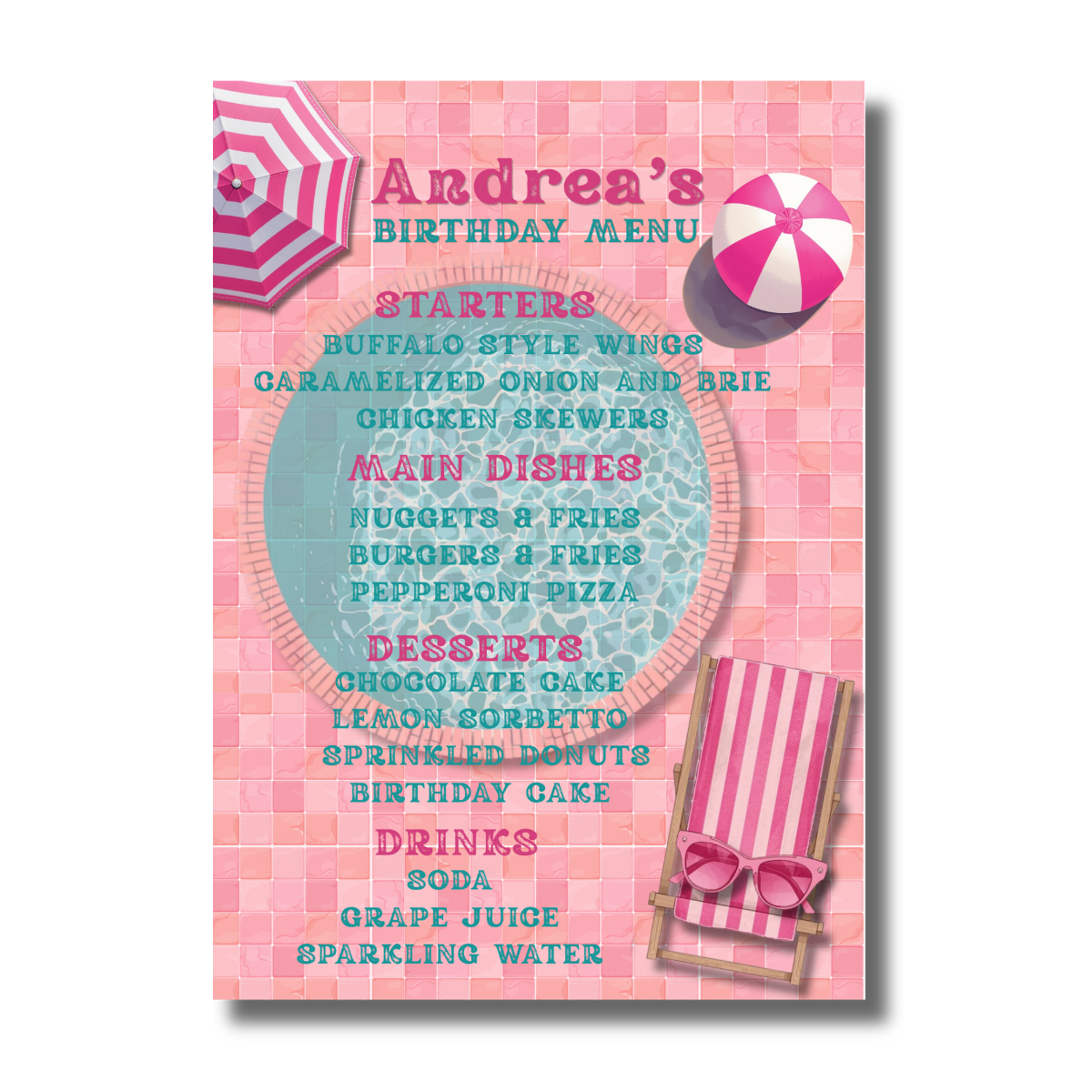 Pink Pool Birthday Party Canva Invitation - Image 3