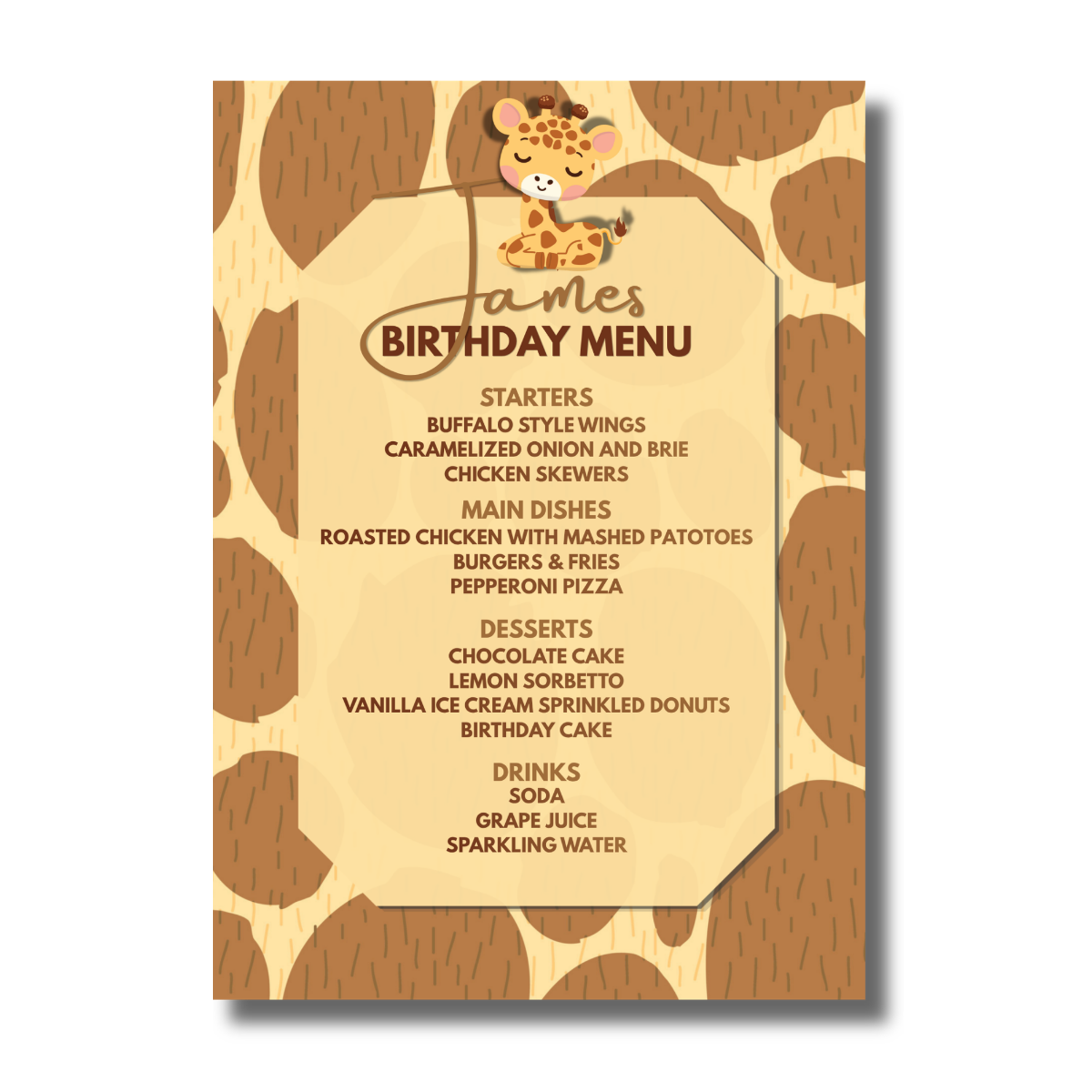 Giraffe Brown Children’s Birthday Canva Invitation - Image 3